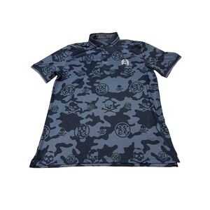 G/FORE Mens Skull & T-Band Camo Golf Polo Shirt Blue Grey Large L with Logo